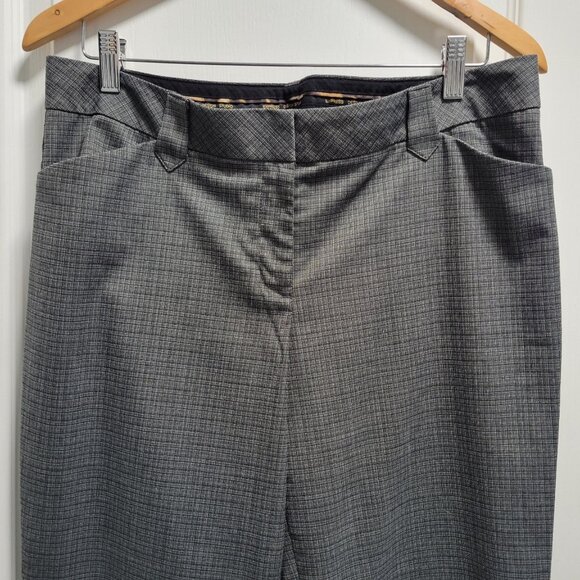 Express Editor Gray Plaid Straight Leg Pockets Career Pants Bottoms 10L Long - Picture 4 of 6